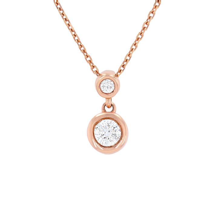 Rose Gold 14K Diamond Bezel Drop Pendant