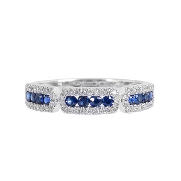 Sapphire (0.43tw) Diamond (0.23tw) White Gold Wedding Band In White Gold 14K