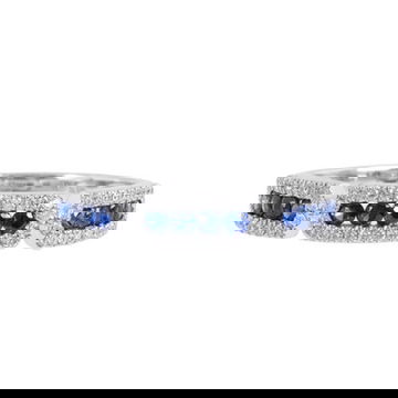 Sapphire (0.43TW) Diamond (0.23TW) White Gold Wedding Band