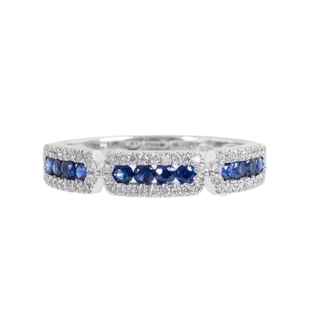 Sapphire (0.43tw) Diamond (0.23tw) White Gold Wedding Band 0