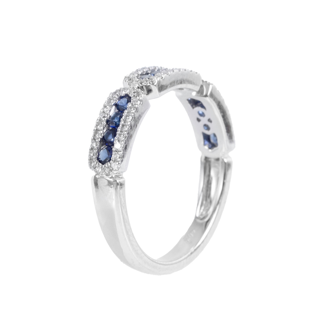 Sapphire (0.43tw) Diamond (0.23tw) White Gold Wedding Band 1