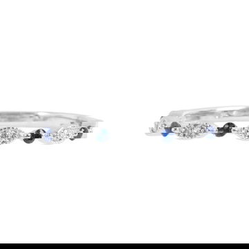 Sapphire (0.10TW) Diamond (0.07TW) White Gold Wedding Band