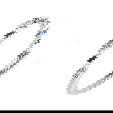 Sapphire (0.10TW) Diamond (0.07TW) White Gold Wedding Band