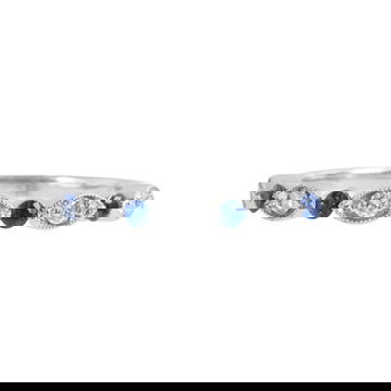 Sapphire (0.19TW) Diamond (0.15TW) White Gold Wedding Band