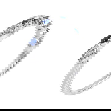Sapphire (0.19TW) Diamond (0.15TW) White Gold Wedding Band