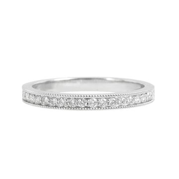 Beaded Milgrain Diamond Wedding Band (0.20tw) In White Gold 14K