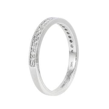 Beaded Milgrain Diamond Wedding Band (0.20tw) In White Gold 14K