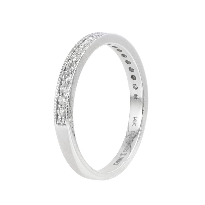 Beaded Milgrain Diamond Wedding Band (0.20tw) In White Gold 14K