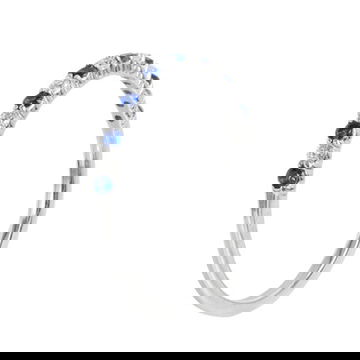 Sapphire (0.15TW) Diamond (0.11TW) White Gold Wedding Band