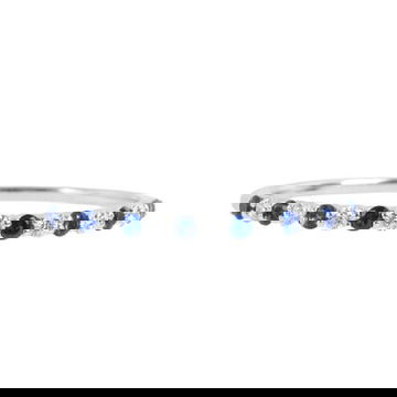 Sapphire (0.15TW) Diamond (0.11TW) White Gold Wedding Band