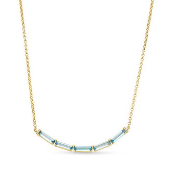 Blue Topaz Baguette Cut Curve Necklace