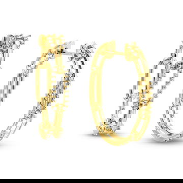 Oval Chain Diamond Hoop Earrings