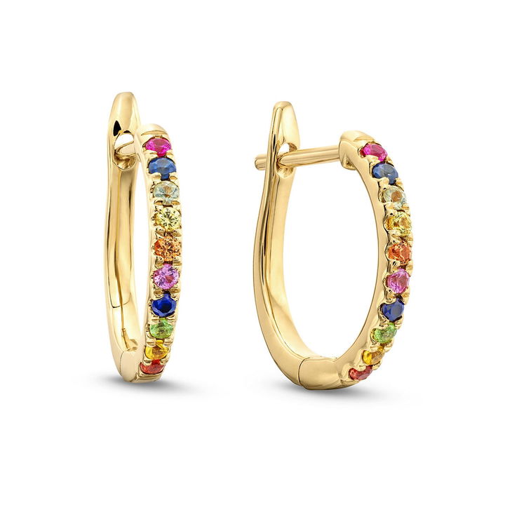 Mixed Sapphire Hoop Earrings