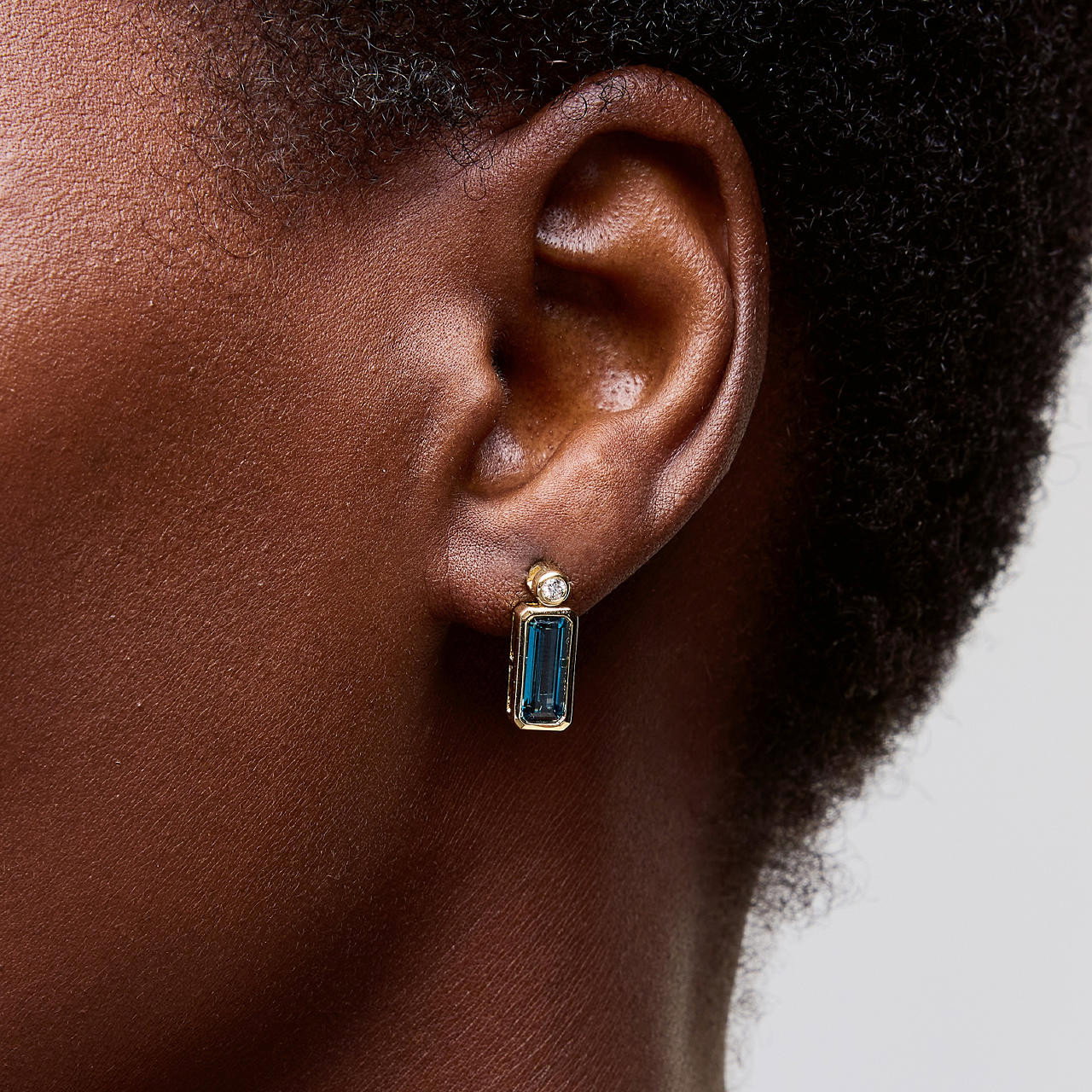 Baguette London Blue Topaz Earrings