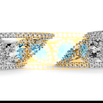 Mixed Shape Aquamarine Diamond Ring