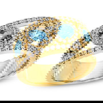 Mixed Shape Aquamarine Diamond Ring