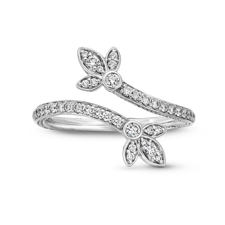 Verragio Diamond Floral Bypass Ring In White Gold 18K