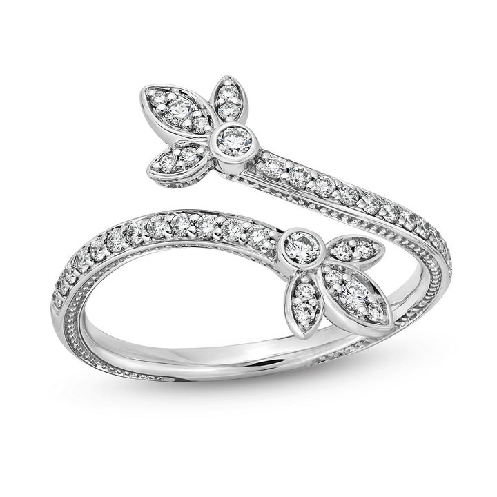 Verragio Diamond Floral Bypass Ring In White Gold 18K