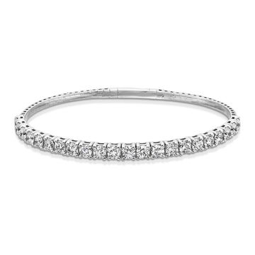 Flexible Half Way Diamond Bangle Bracelet In White Gold 14K