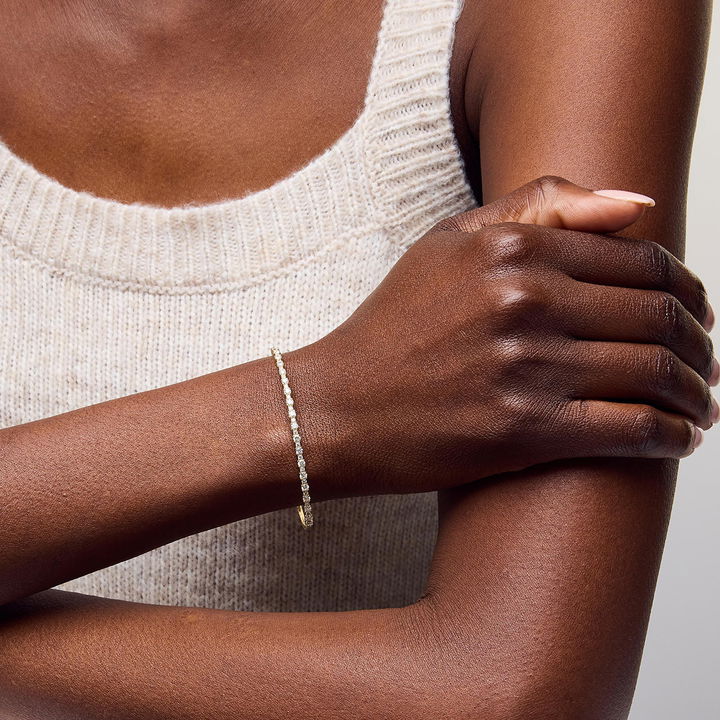White Gold 14K Flexible Half Way Diamond Bangle Bracelet