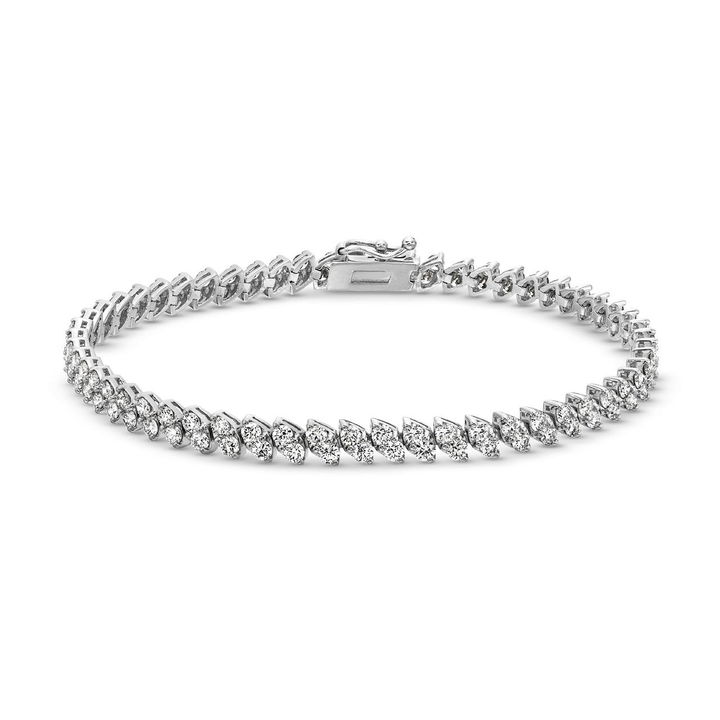 White Gold 14K Marquise Shape Diamond Tennis Bracelet