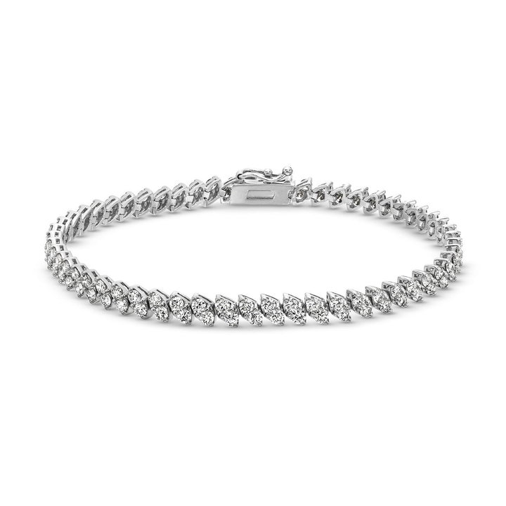 Marquise Shape Diamond Tennis Bracelet In White Gold 14K