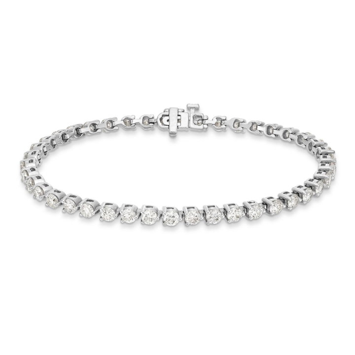 Round Diamond Tennis Bracelet In Solid 14K White Gold