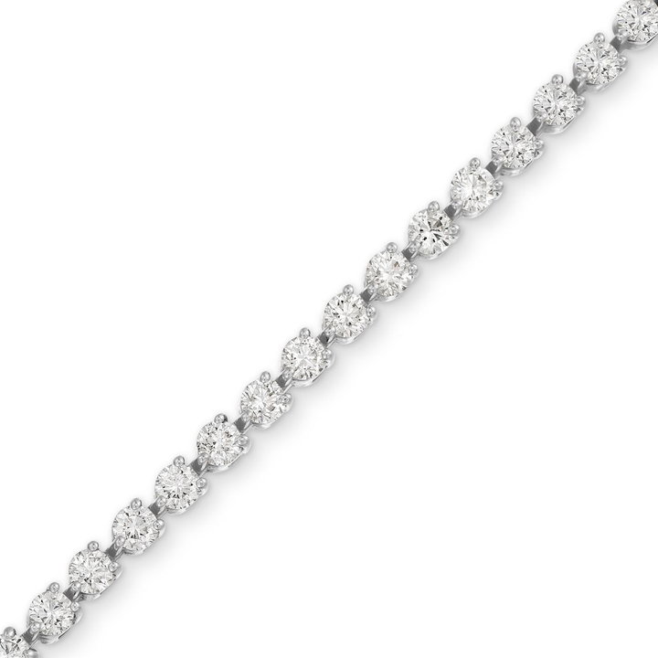 Round Diamond Tennis Bracelet In Solid 14K White Gold