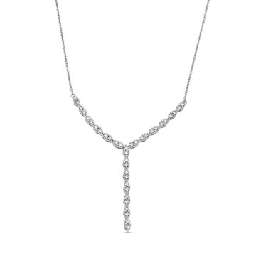 Marquise Diamond "Y" Necklace In White Gold 14K