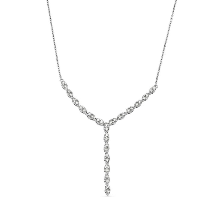Marquise Diamond "Y" Necklace In White Gold 14K