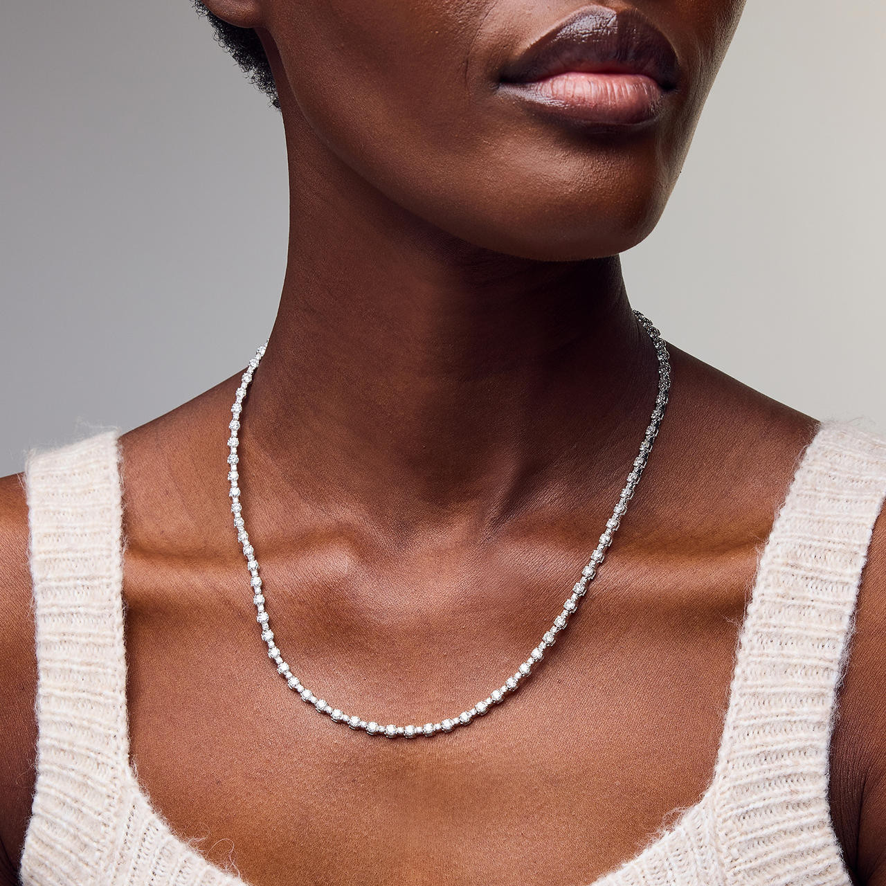 Round Diamond Tennis Necklace