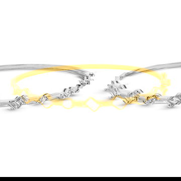 Baguette Round Diamond Bezel Bangle Bracelet