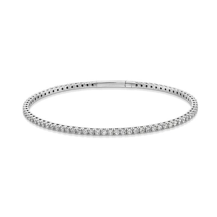 Round Diamond Flexible Tennis Bracelet In White Gold 14K