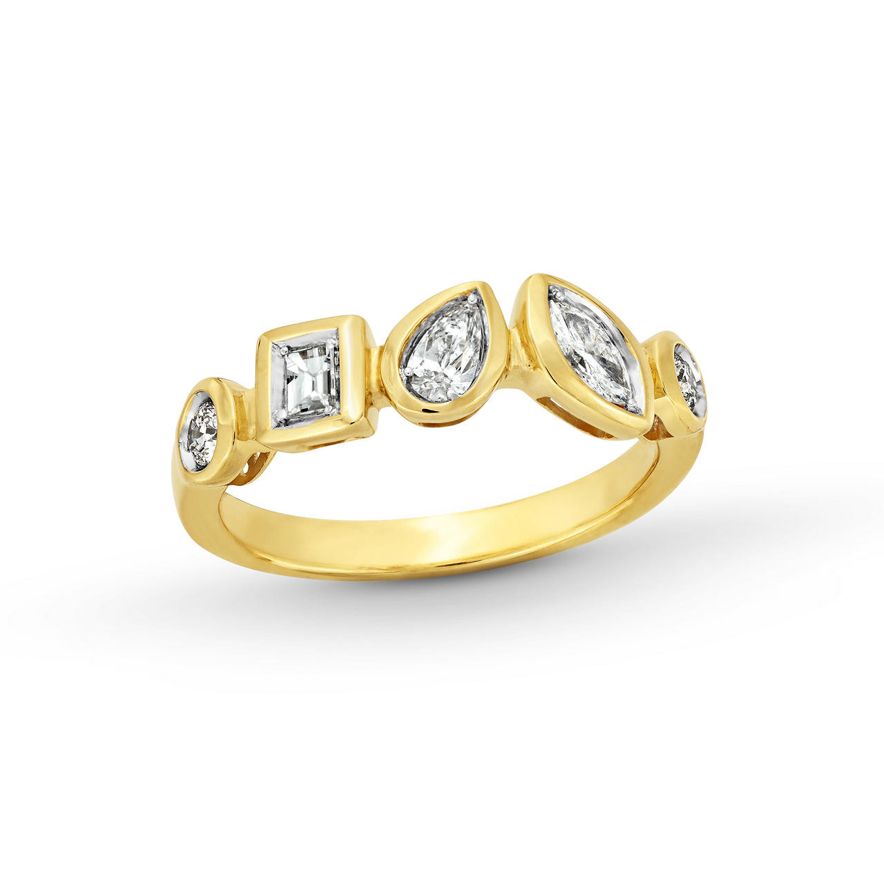 Mixed Shape Diamond Bezel Ring