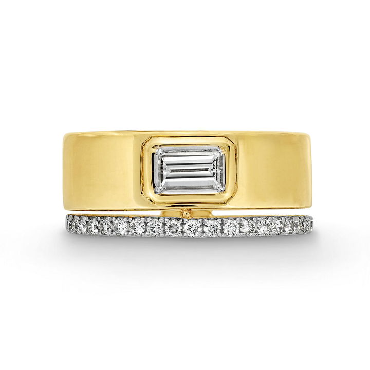 Two Row Baguette Bezel Diamond Ring