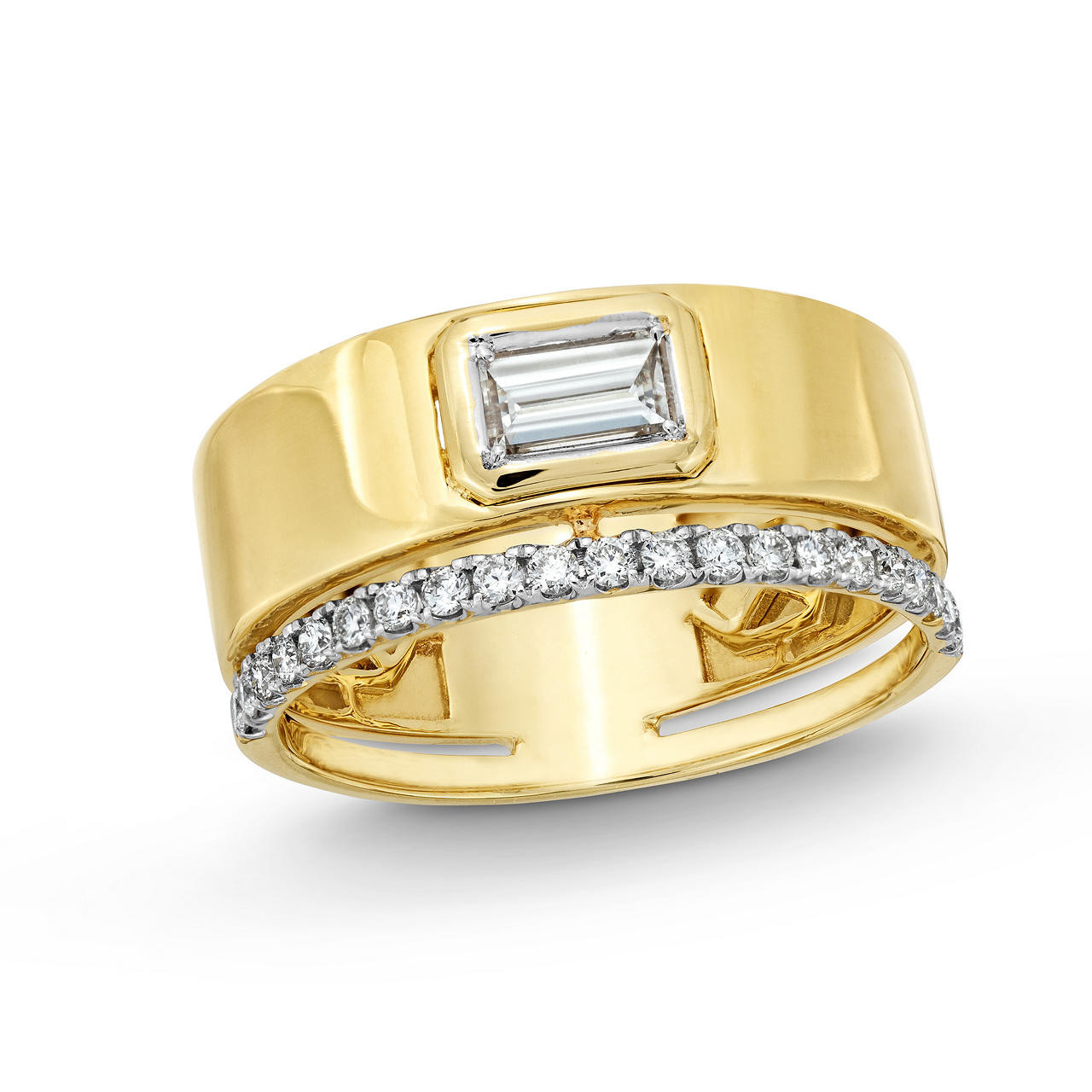 Two Row Baguette Bezel Diamond Ring