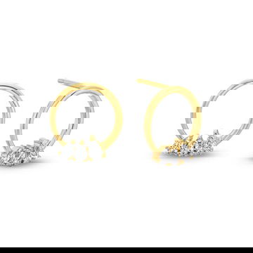 Three Pear Diamond Open Circle Stud Earrings