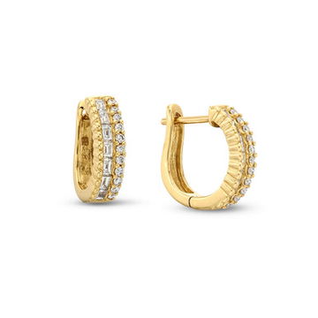 Two Row Diamond Huggie Earrings 0