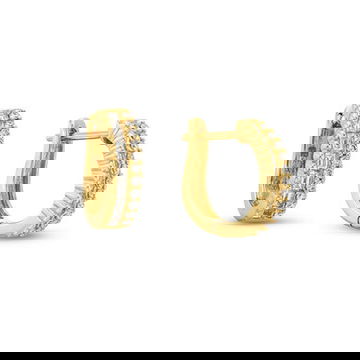 Two Row Diamond Huggie Earrings