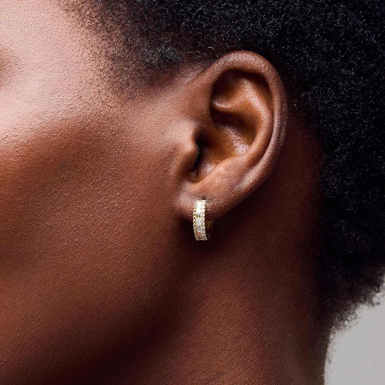 Two Row Diamond Huggie Earrings