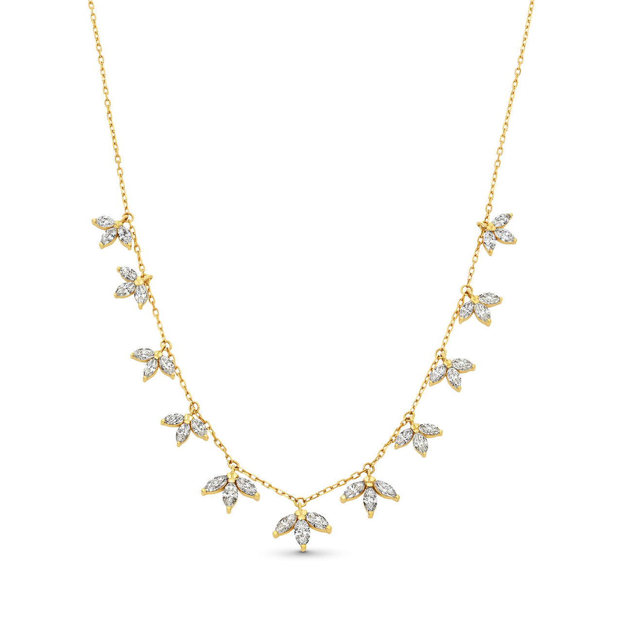 Marquise Diamond Leaf Station Necklace