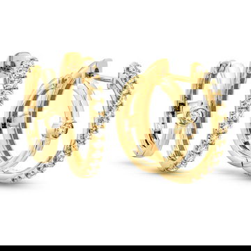 Double Hoop Diamond Bezel Earrings