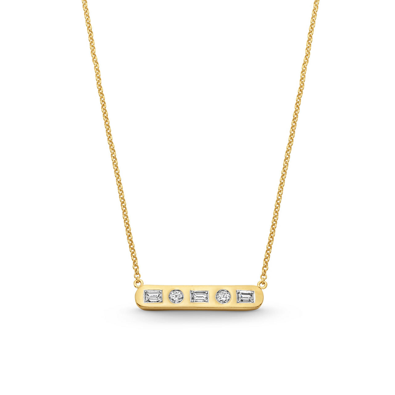 Gold Diamond Bar Necklace