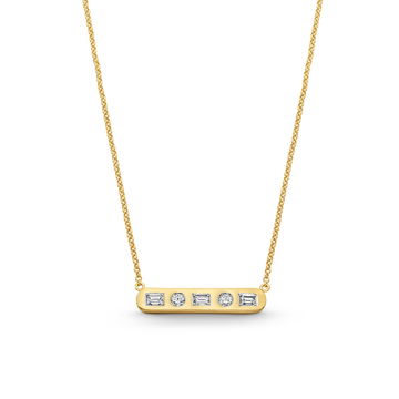 Gold Diamond Bar Necklace In Yellow Gold 14K