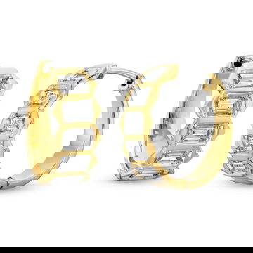 Gold Baguette Diamond Hoop Earrings