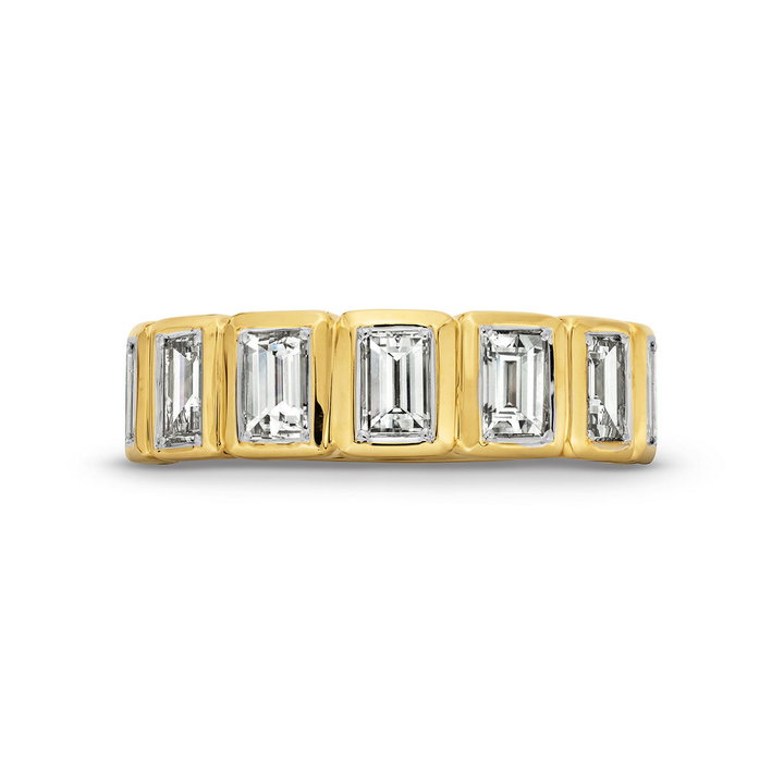 Gold Baguette Diamond Ring In Solid 14K Yellow Gold