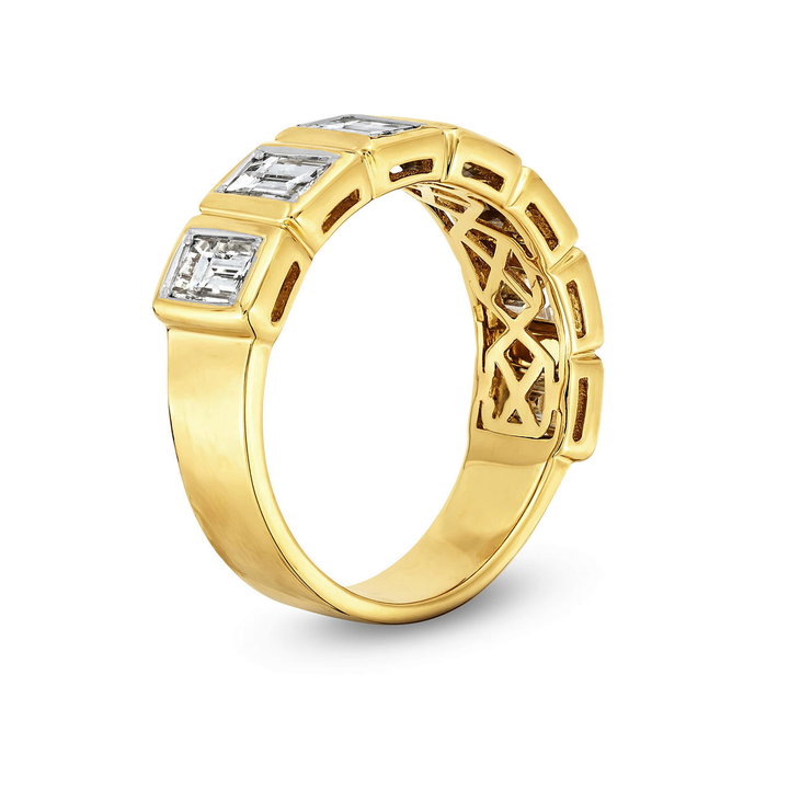Gold Baguette Diamond Ring In Solid 14K Yellow Gold