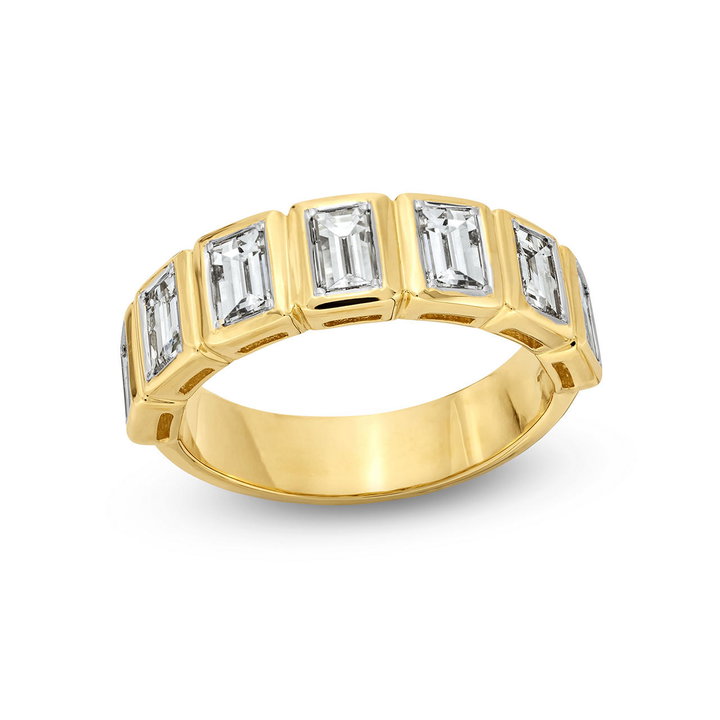 Gold Baguette Diamond Ring In Solid 14K Yellow Gold