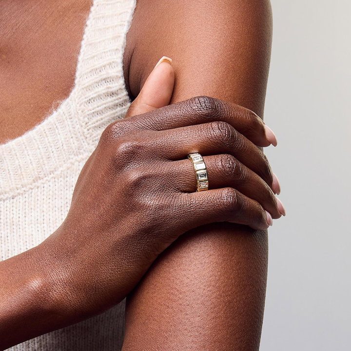 Gold Baguette Diamond Ring In Solid 14K Yellow Gold