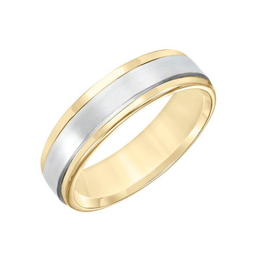 Flat Round Edge Carved 6mm Wedding Band In White Gold 14K
